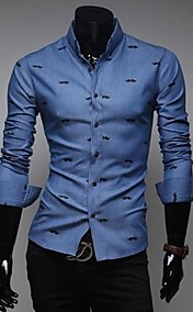 Men's Slim casual Print  Long Sleeved Shirt