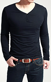 Men's Slim Fit Two Button Long Sleeve T Shirt