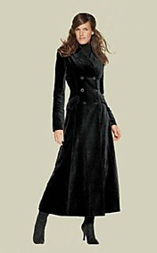 Women's Suit Lapel Double Breasted Slim Long Coat