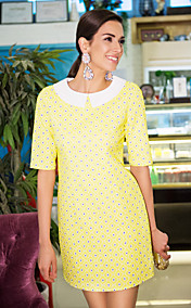 TS Check Pattern Jacquard Contrast Collar Dress