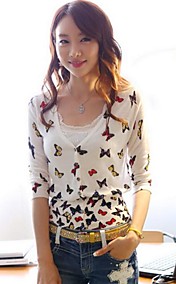 Women's Butterfly Print Slim Knitwear Blouse