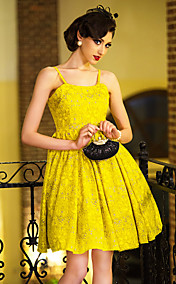 TS Vintage Print Straps Swing Dress