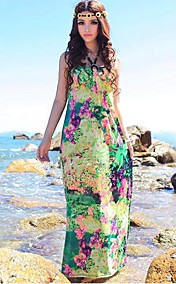 TS- Bohemia V Neck Print Halter Beach Maxi Dress (Random Prints)