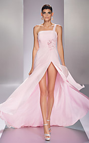 Free Measurements ! A-line One Shoulder Sweep/Brush Train Georgette Evening Dress (759891)