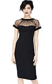 Women’s Round Collar Stitching Bodycon Dress