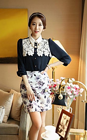 Women's New Color Matching Slender Temperament Chiffon Shirt
