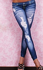 Women’s Sexy Legging Pants Destoryed Jeans Look Blue