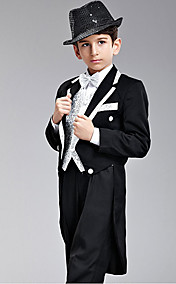 Seven Pieces Black And Silver Swallow-tail Ring Bearer Suit With Two Bow Ties