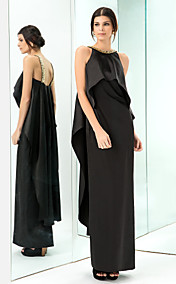 Sheath/Column Jewel Floor-length Stretch Satin Evening Dress (835174)