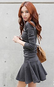 Women Korean Slim Flouncing Fold Dress