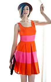 TS Contrast Color Swing Dress