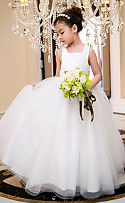 A-line Square Ankle-length Satin And Tulle Wedding/Party Flower Girl Dress(More Colors)