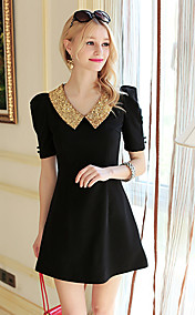 Pink Doll Elegant Sequin Collar Mini Dresses