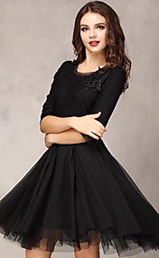 New Women's Embroidered Pleated Chiffon Dress Lace Stitching Slim Palace Evening Dress