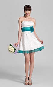 A-line Strapless Short/Mini Satin Bridesmaid Dress (1315653)
