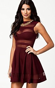 Women's Mesh Backless Sleeveless Skater Dress