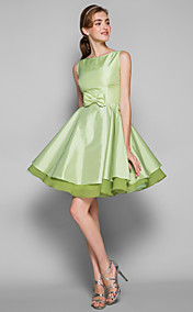 A-line Bateau Short/Mini Taffeta Bridesmaid Dress (808905) 
