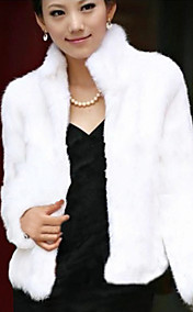 Long Sleeve Standing Faux Fur Party/Casual Jacket(More Colors)