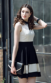 TS Wide Stripes Contrast Color Skater Dress