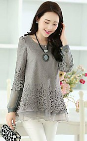 Women's Lovely Round Collar Splicing Lace T-shirt