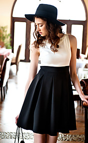 TS Beads Collar Black And White Swing Dress