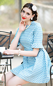 TS Jacquard Ruffle Sleeve Skater Dress