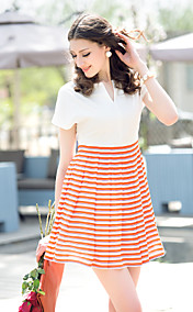 TS Stripes Stitching Skater Dress