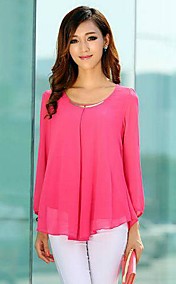 Women's Plus Size Round Collar Chiffon T-shirt