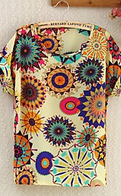 Women's Point Collar Sunflowers Floral Print Shirt
