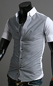 Men's Thin Stripes Contrast Color Casual Short Sleeve Shirts