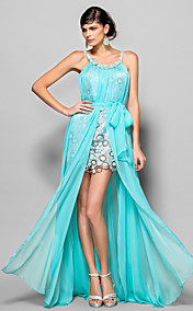 A-line Scoop Floor-length Chiffon And Lace Evening Dress