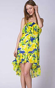Women's Chiffon Bohemia Ruffle Above Knee Dress