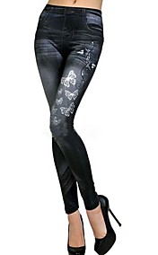 Women's Elastic Butterfly Printing Imitation Jeans Leggings