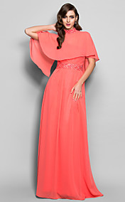 A-line High Neck Floor-length Chiffon Evening Dress (551365)