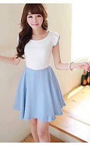 Women‘s Round Falbala Accept Waist Dress
