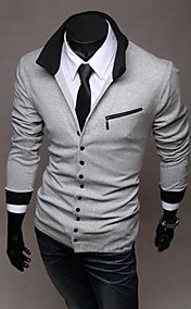 Men's Lapel Fashion Casual Pure Cotton Zipper Slim Long Sleeve  Shirt