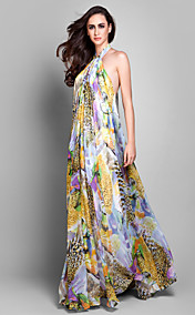 Sheath/Column Halter Floor-length Chiffon Evening Dress (927292)