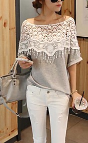 Women's Crochet Cape Collar Batwing Sleeve T-Shirt