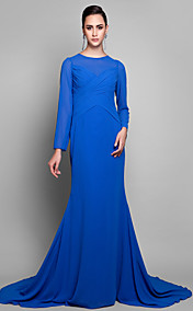 Trumpet/Mermaid Jewel Court Train Georgette Evening Dress (759930)