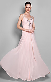 Sheath/Column Spaghetti Straps Floor-length Chiffon Evening Dress (551379)