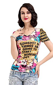 AOSBELL Women's Floral Print Mesh Short sleeve Shirt