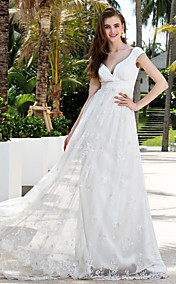 Sheath/Column Off-the-shoulder Sweep/Brush Train Lace And Chiffon And Satin (699564)