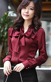 Women's Long Sleeve Bowknot Vintage Shirts 