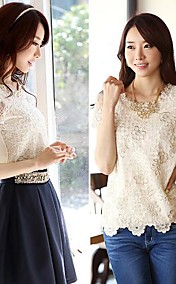Women's Chiffon Lace Top Embroidery T-Shirt