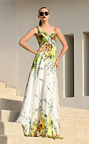 A-line Straps Floor-length Chiffon Evening Dress (927290)