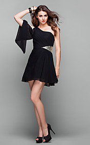 A-line One Shoulder Short/Mini Chiffon Cocktail Dress