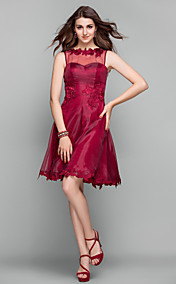 A-line Jewel Knee-length Organza Cocktail Dress (949426)
