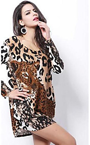 Women's Autumn Leopard Woolen Rhinestone Fixed Dress Plus Size