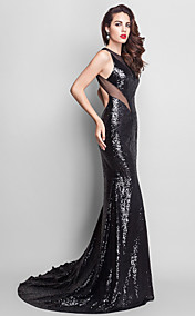 Trumpet/Mermaid Jewel Court Train Sequined Evening Dress (889743)