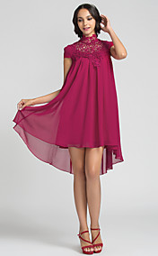 Sheath/Column High Neck Asymmetrical Chiffon Bridesmaid Dress (710815)